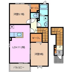 大矢知駅 徒歩18分 2階の物件間取画像